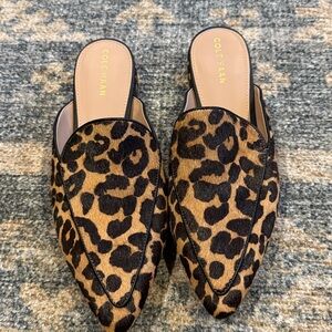 Cole Haan Leopard Print Mules in Black and Brown